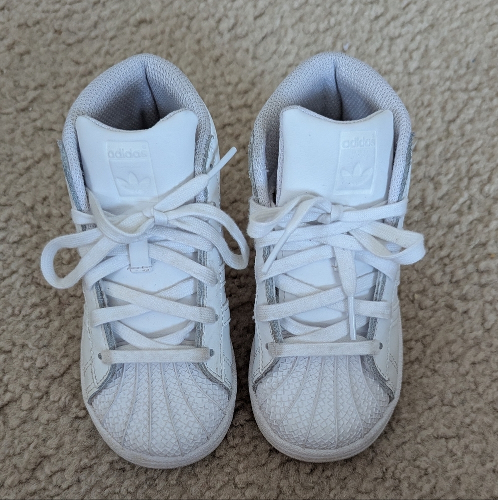 Toddler white Adidas